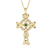 14kt Gold Ringed Lab Grown Diamond Emerald Celtic Cross