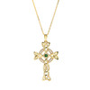 14kt Gold Ringed Lab Grown Diamond Emerald Celtic Cross