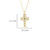 14kt Gold Ringed Lab Grown Diamond Emerald Celtic Cross