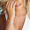 Sterling Silver and Rose Gold Compass Bangle With Crystals