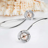 Sterling Silver and Rose Gold Compass Bangle With Crystals