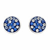 Sterling Silver with Sapphire and White Crystals Stud Earrings