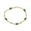 14kt Yellow Gold Claddagh Bracelet Emeralds and Lab Diamonds