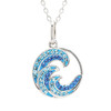 Sterling Silver With Blue Crystals Wave Mini Necklace