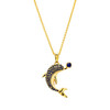14k Gold Vermeil Blue Lab Grown Sapphire Dolphin Necklace