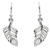 Silver Leaf Style Earrings Adorned With Crystals