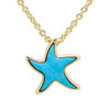 14K Gold Vermeil Mini Starfish Necklace With Turquoise