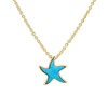 14K Gold Vermeil Mini Starfish Necklace With Turquoise