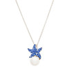 Sterling Silver Pearl with Sapphire Crystal Star Fish Necklace