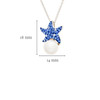 Sterling Silver Pearl with Sapphire Crystal Star Fish Necklace