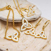Gold Vermeil White Enamel Celtic Trinity Knot Earrings