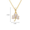 14KT Gold Vermeil Shamrock Necklace Studded with White Cubic Zirconias