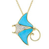 14K Gold Vermeil Stingray Necklace Turquoise and Lab Sapphire