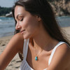 14K Gold Vermeil Stingray Necklace Turquoise and Lab Sapphire