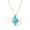 14K Gold Vermeil Stingray Necklace Turquoise and Lab Sapphire