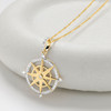 14kt Gold Lab-Grown Diamond Ship Wheel Necklace