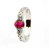 Oval Ruby and Diamond Celtic Trinity Yellow and White Gold 3 Stone