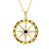 14k Gold Vermeil Blue Lab Grown Sapphire Compass Necklace