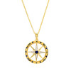 14k Gold Vermeil Blue Lab Grown Sapphire Compass Necklace