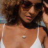 14k Gold Vermeil Shell Pearl Necklace with Cubic Zirconias