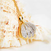 14k Gold Vermeil Shell Pearl Necklace with Cubic Zirconias