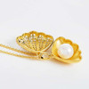 14k Gold Vermeil Shell Pearl Necklace with Cubic Zirconias