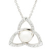 Platinum Plated Trinity Pearl & Crystal Necklace