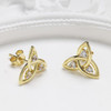 14kt Gold Vermeil Trinity Knot Stud Earrings with White Sapphires