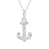 Sterling Silver With White Crystals Anchor Mini Necklace