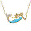 14K Gold Vermeil Mermaid Necklace Turquoise and Lab Sapphire