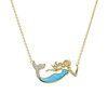 14K Gold Vermeil Mermaid Necklace Turquoise and Lab Sapphire