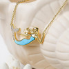 14K Gold Vermeil Mermaid Necklace Turquoise and Lab Sapphire
