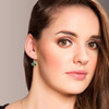 Stone Set Shamrock Silver Green Earrings