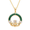 Gold Vermeil Malachite Claddagh Necklace
