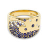 14kt Gold Lab Sapphire and Diamond Wave Ring