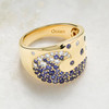 14kt Gold Lab Sapphire and Diamond Wave Ring