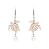 Sterling Silver Sea Turtle Pearl Earrings with White Crystals and Rose Gold