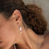 Sterling Silver Sea Turtle Pearl Earrings with White Crystals and Rose Gold