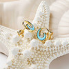 14K Gold Vermeil Mini Wave Earrings Turquoise and Lab Sapphire