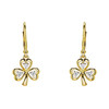 14kt Gold Vermeil Shamrock Drop Earrings with White Sapphires