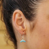 Whale Tail Drop Aqua Earrings With Crystals