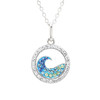 Sterling Silver Blue and Aqua Crystals Wave Mini Necklace