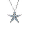 Starfish Necklace With Aqua Crystals - Medium Size