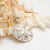 Sterling Silver White Crystal sand Dollar Necklace