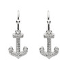 Anchor Drop Earrings Encrusted with White Crystal