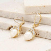 14kt Gold Lab Grown Diamond Freshwater Pearl Trinity Earrings