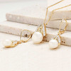 14kt Gold Lab Grown Diamond Freshwater Pearl Trinity Earrings