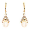 14kt Gold Lab Grown Diamond Freshwater Pearl Trinity Earrings