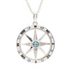 Sterling Silver Aquamarine White Crystal Compass Necklace