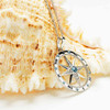 Sterling Silver Aquamarine White Crystal Compass Necklace